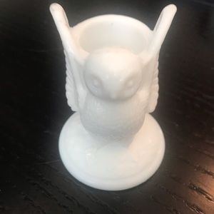 Vintage Westmoreland Milk Glass Owl Toothpick Holder